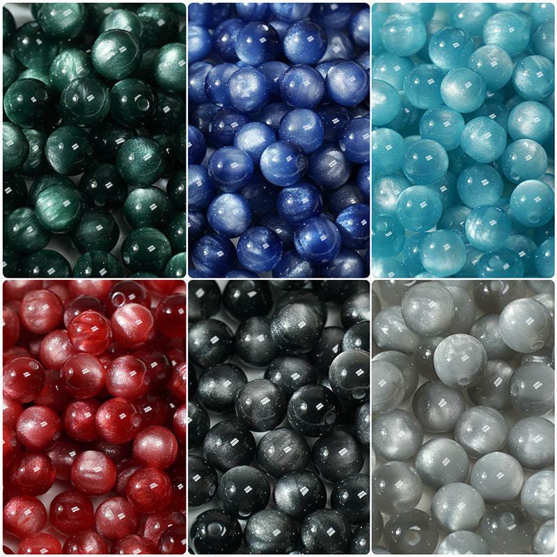 (50pcs)8/10/12/16MM Cat Eye Resin Loose Beads