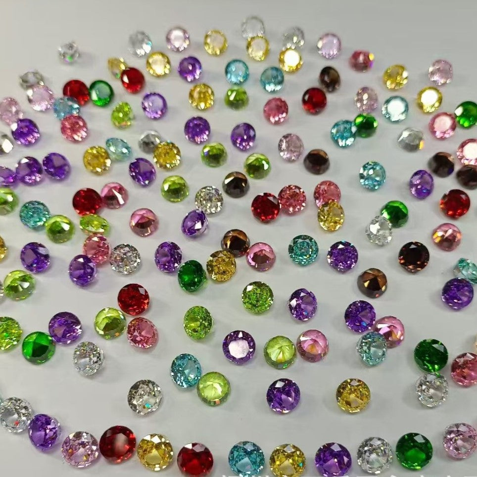 5A 4-12mm Round Glacial Shard Cut Loose CZ Stone - 1pcs