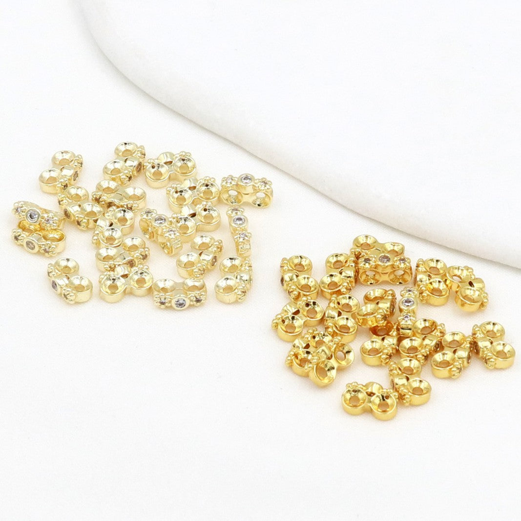 (20pcs)7mm CZ Flower Double-Row Spacer Bead / Spacer