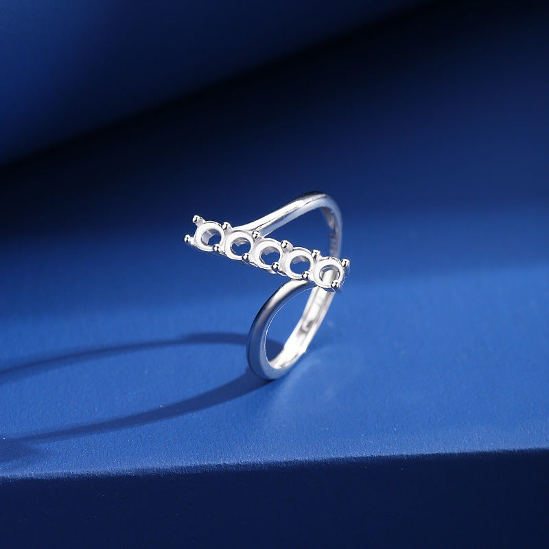 925 Sterling Silver Ring Mount for 3mm Round Amber/Jade/Pearl/Crystal