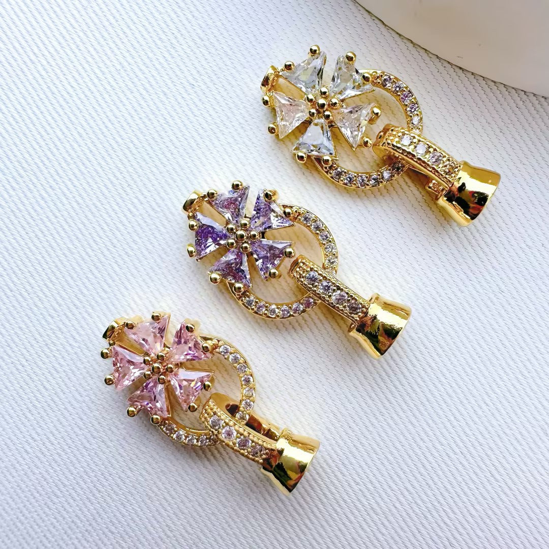 CZ-Set Flower Single Clasp