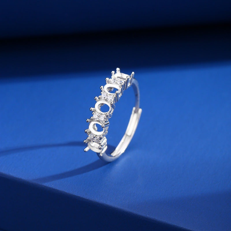 925 Sterling Silver Ring Mount for 3x4mm Oval Row Ring