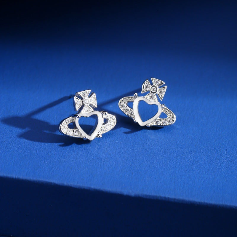 925 Sterling Silver Earring Mount for 6mm Heart Gemstone, Love-Shape Luxury DIY