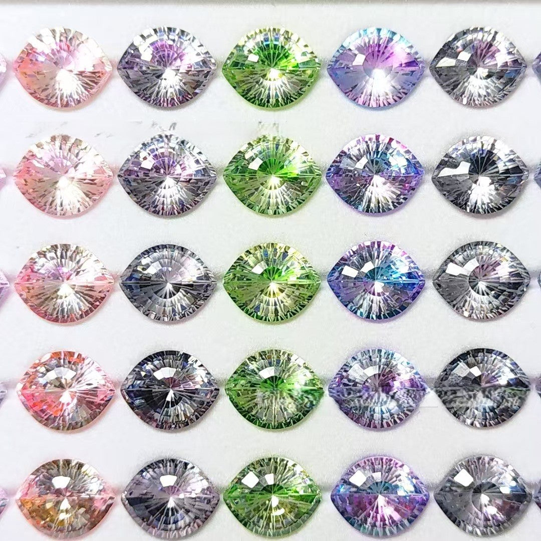 5A 8-10mm Gradient Evil Eye Firework Cut Loose CZ Stone - 1pcs