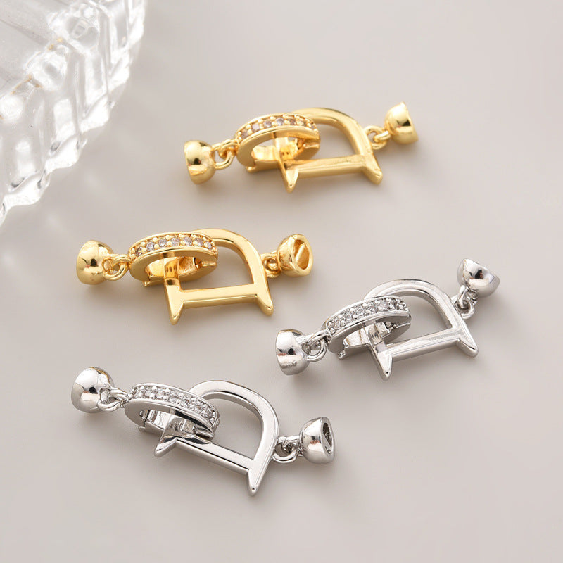 D-shape Paved CZs Clasp Set - 2pcs