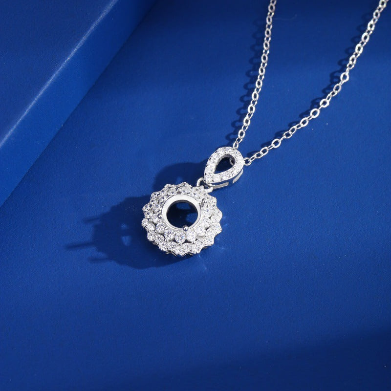 925 Sterling Silver Pendant Mount for 6mm Round Gemstone, DIY Collarbone Chain