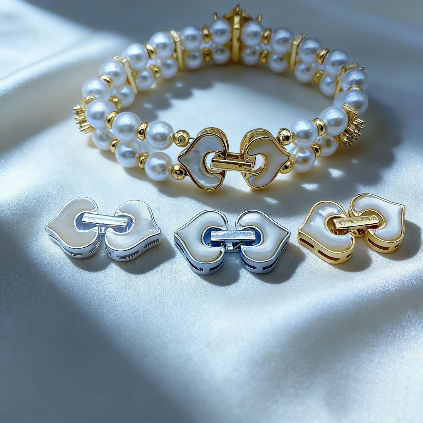 18K Gold Shell Heart Shape Jewelry Clasp