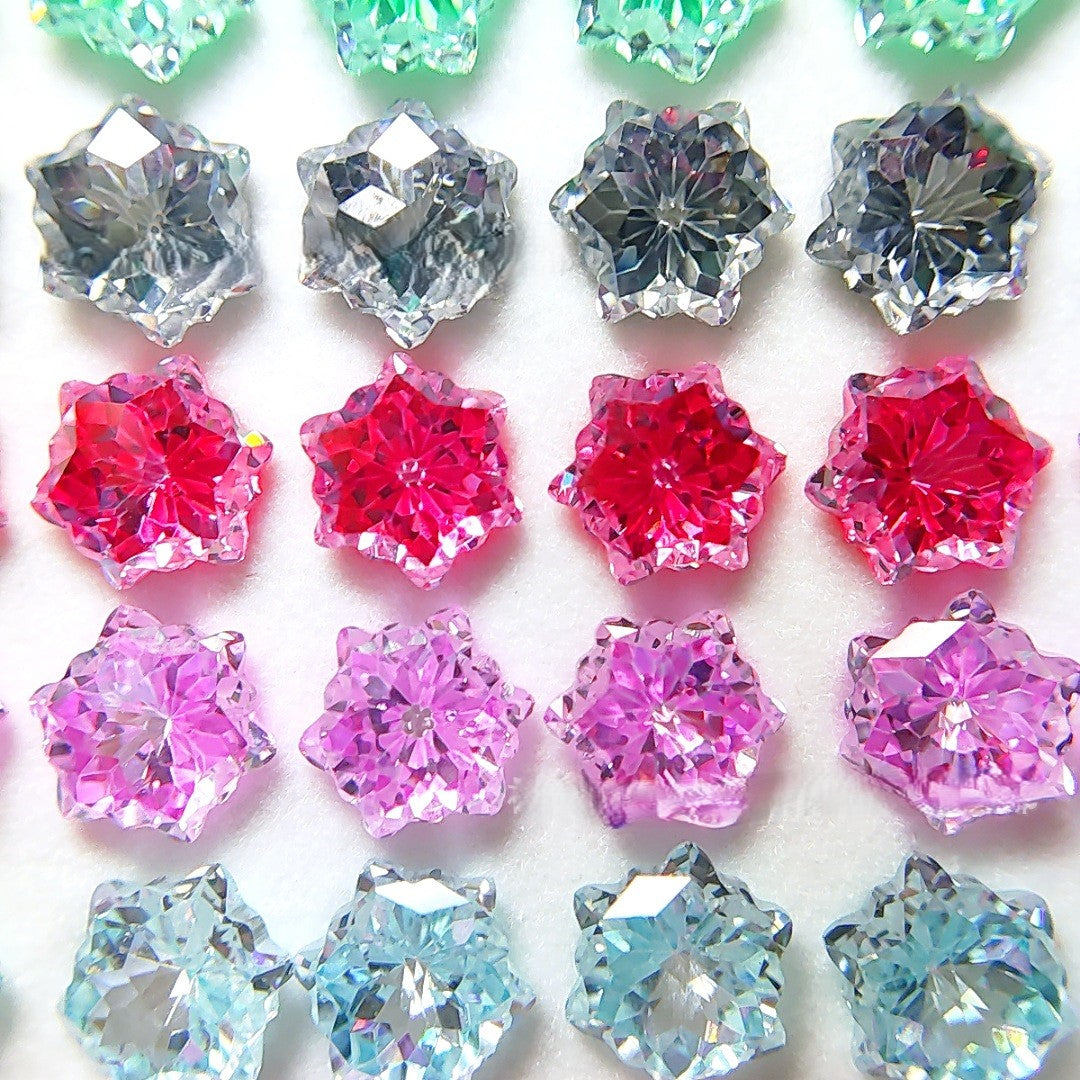 5A 6mm Christmas Blizzard Sandwich Cut Loose CZ Stone - 2pcs