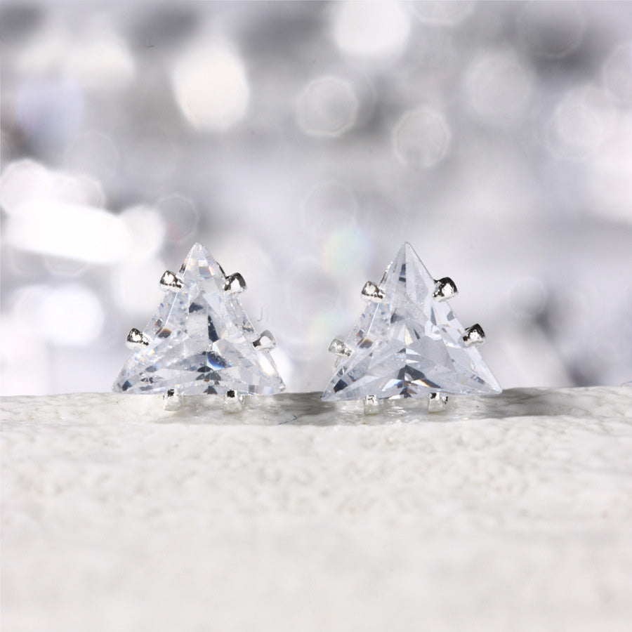 3mm triangle lab-created CZ claw stones, silver plated, 100pcs pack