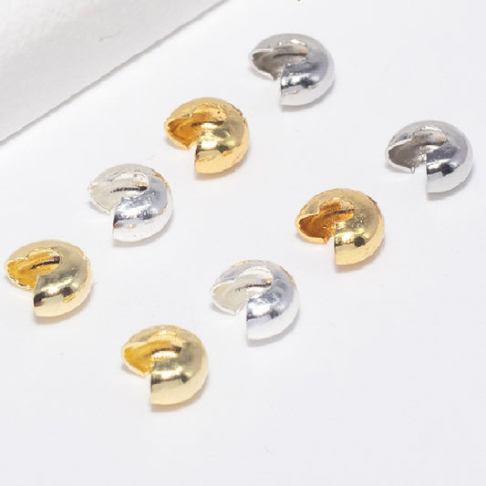 100pcs Plated Crimp Beads Covers, Conceal Crimp Ends