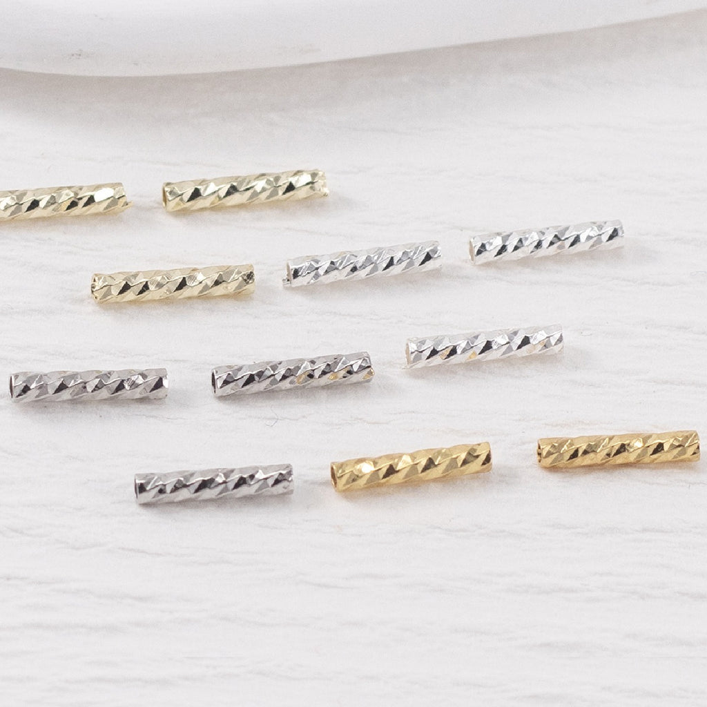100pcs Straight Textured Tube Bar Beads