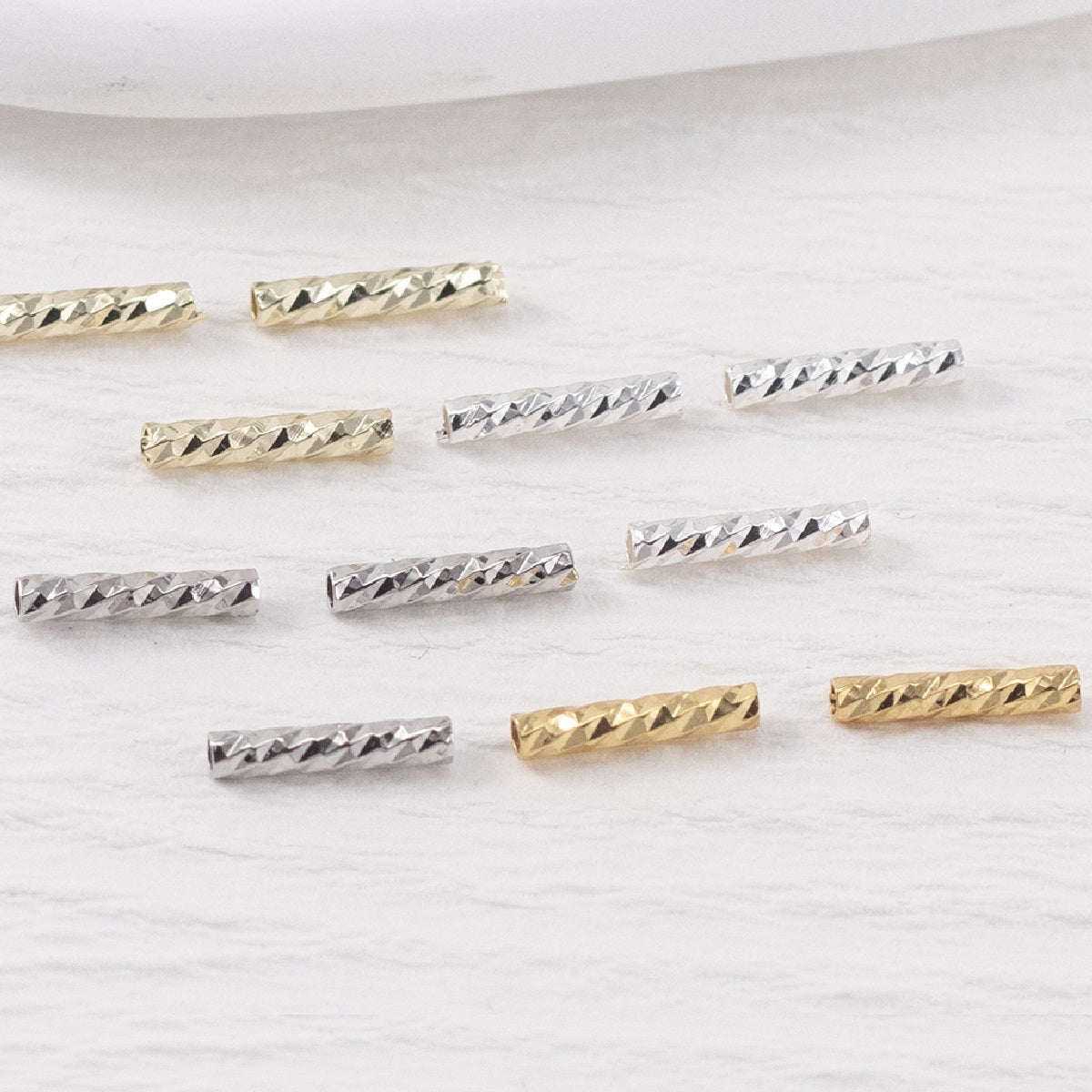 100pcs Straight Textured Tube Bar Beads