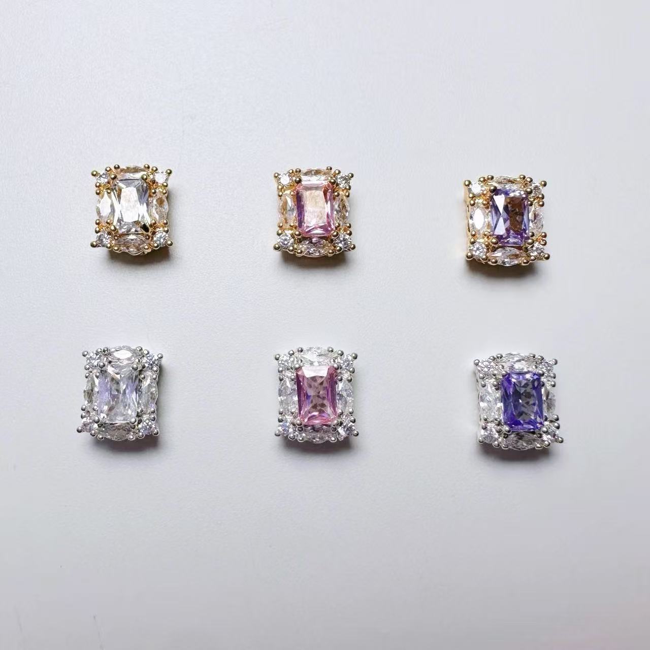 Rectangle Cut CZ Spacer Bead-10pcs