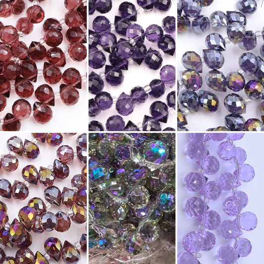 Premium 8MM Teardrop Faceted Beads - Purple Family