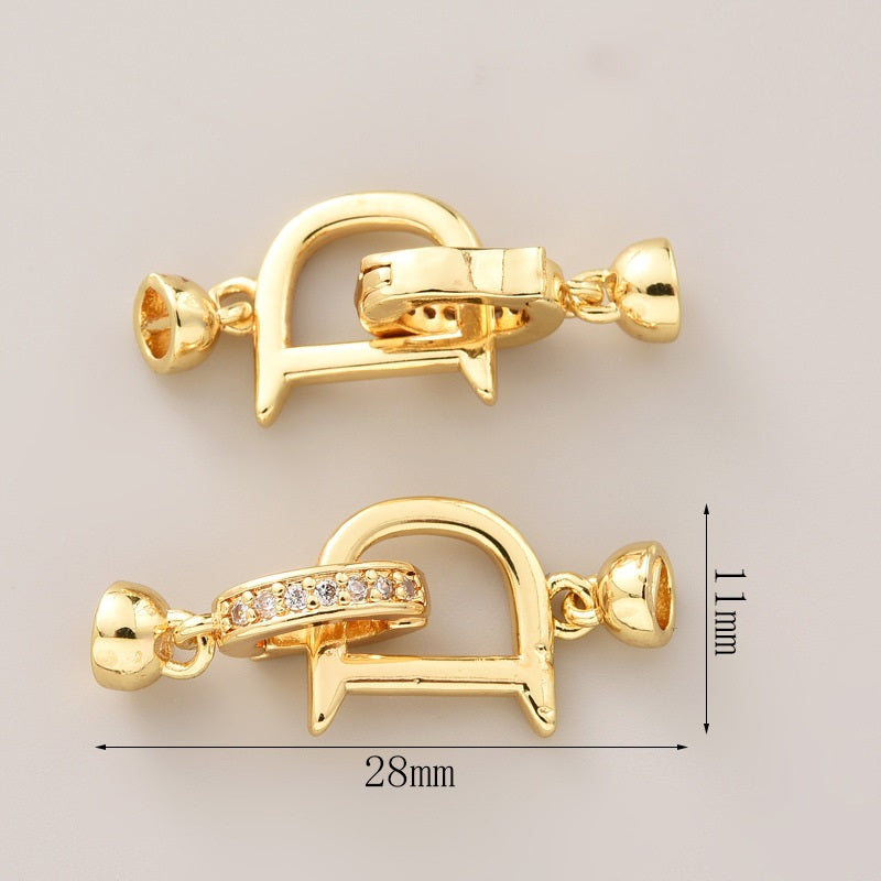 D-shape Paved CZs Clasp Set - 2pcs