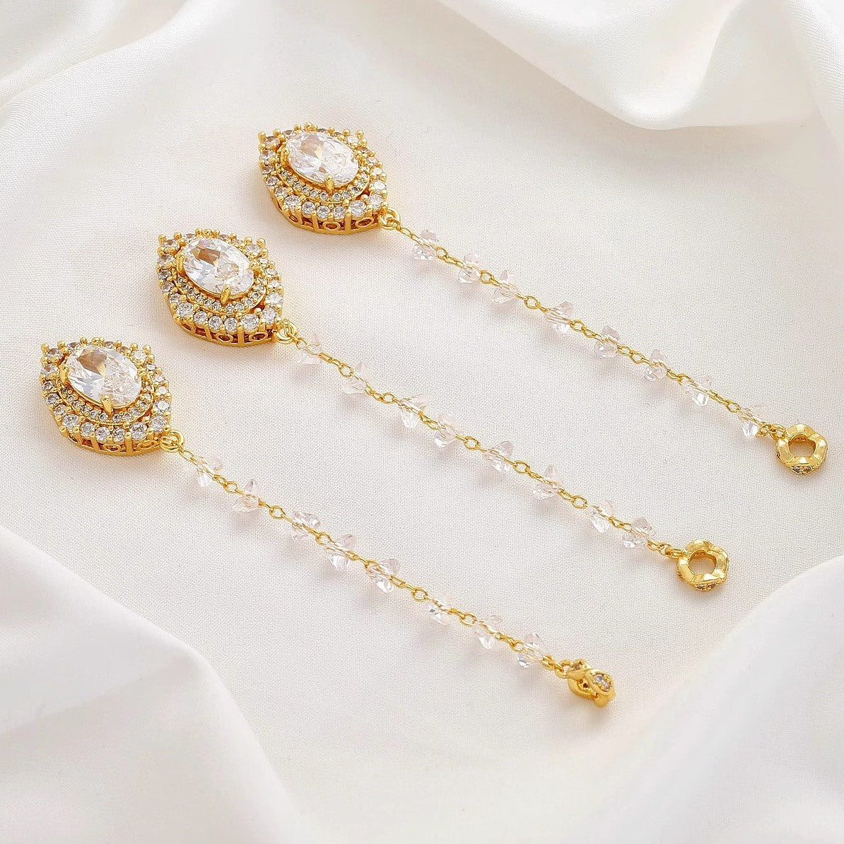 Zirconia Teardrop Tassel Pendant with Through-Hole