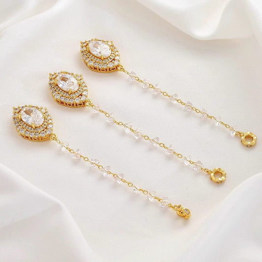 Zirconia Teardrop Tassel Pendant with Through-Hole