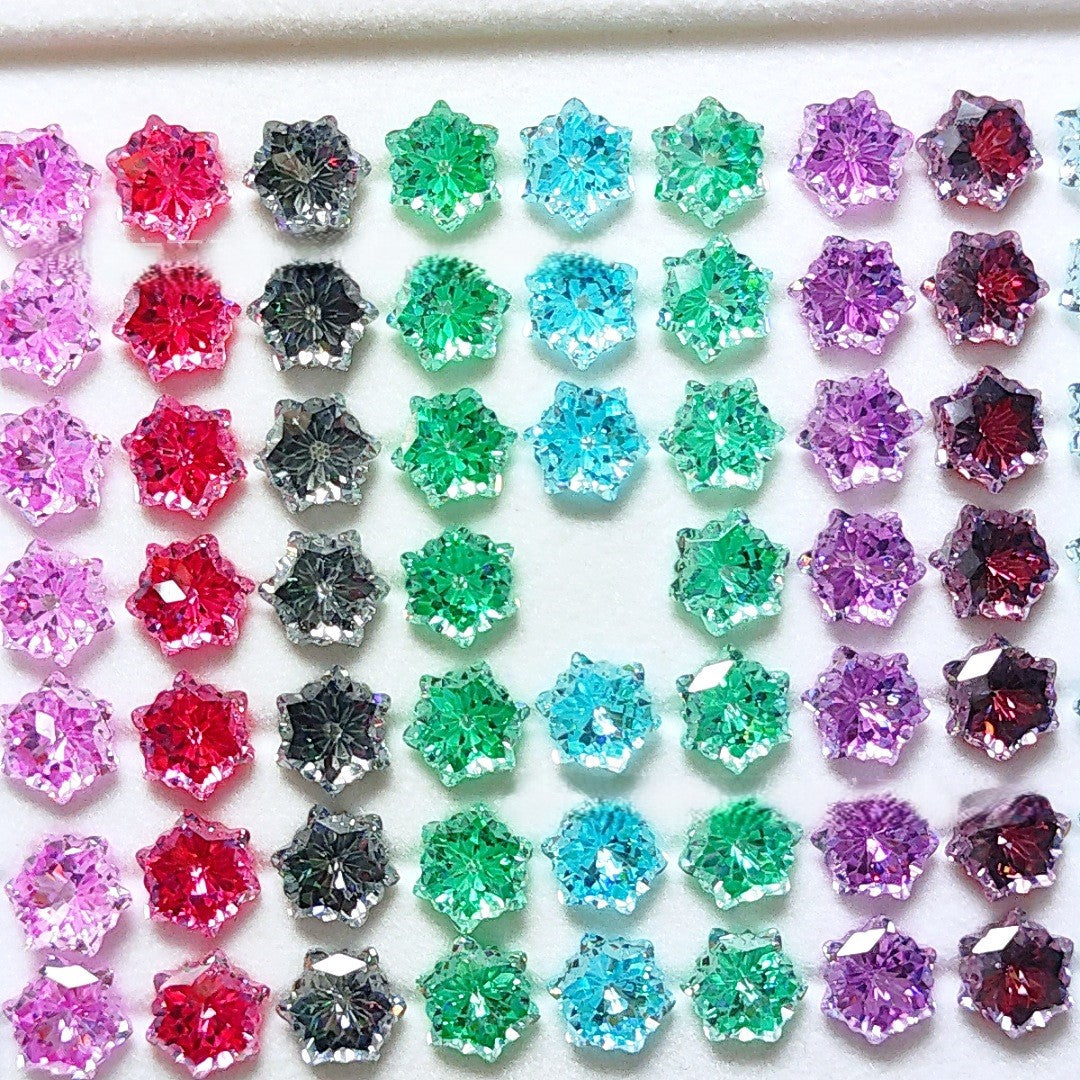 5A 6mm Christmas Blizzard Sandwich Cut Loose CZ Stone - 2pcs