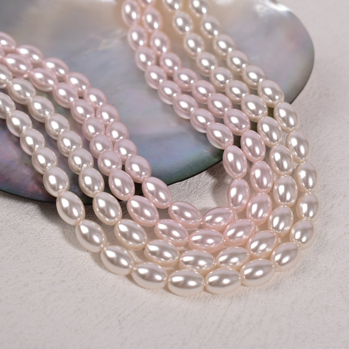 Crystal Oval Pearls, Full-Drilled Beads