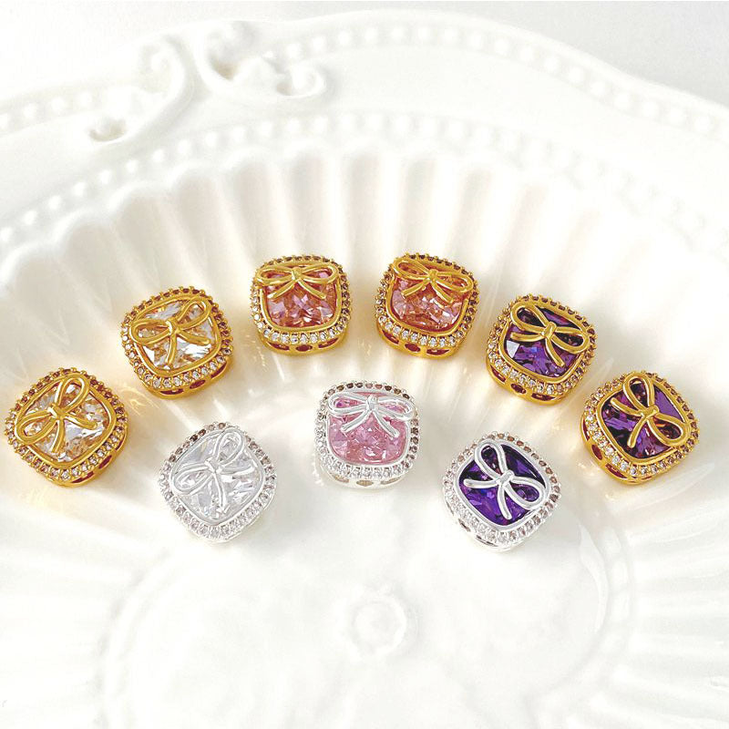 Multi-hole Cube Sugar Bow Spacer Bead