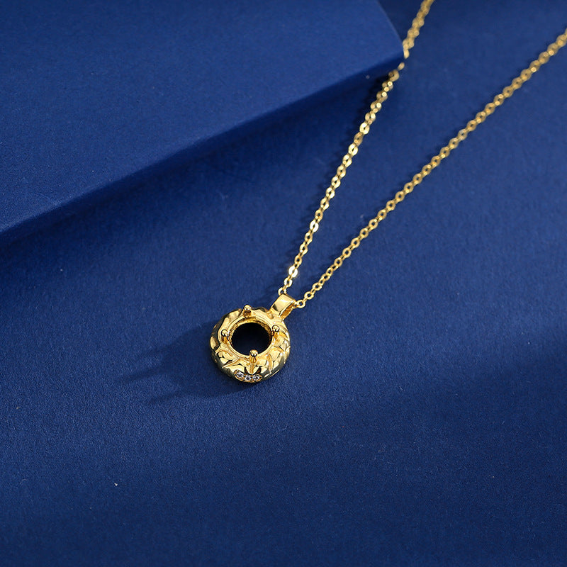 925 Sterling Silver Commuter Necklace Mount for 7mm Round Gemstone, Luxury DIY Collarbone Chain