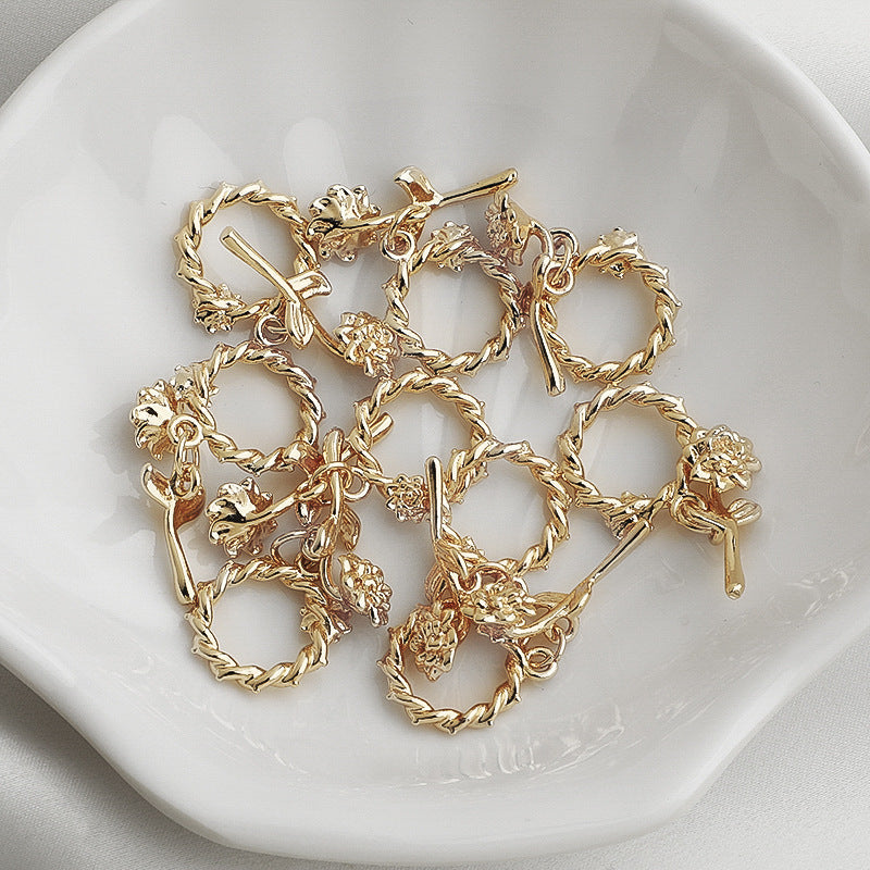 3D Rose OT Toggle Clasp Set/Closure - 5pcs