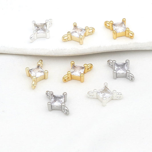 (10pcs)CZ-Set Double-Drop Diamond Pendant