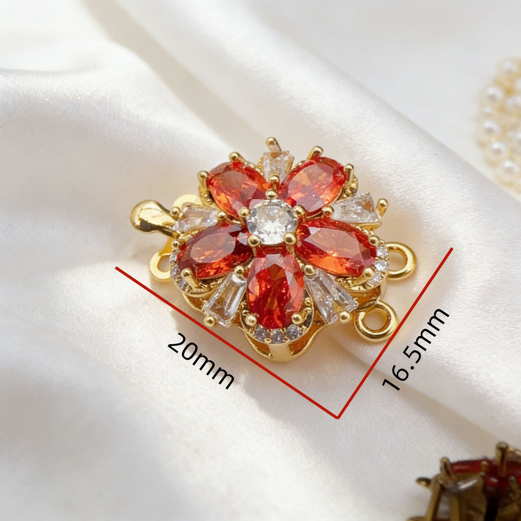 Stamen CZ Flower Double-Row Pin Clasp