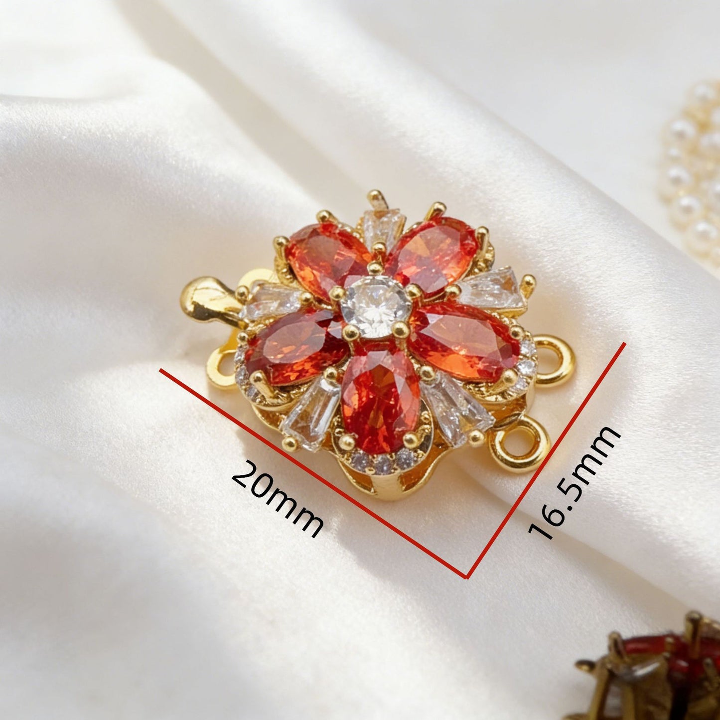 Stamen CZ Flower Double-Row Pin Clasp