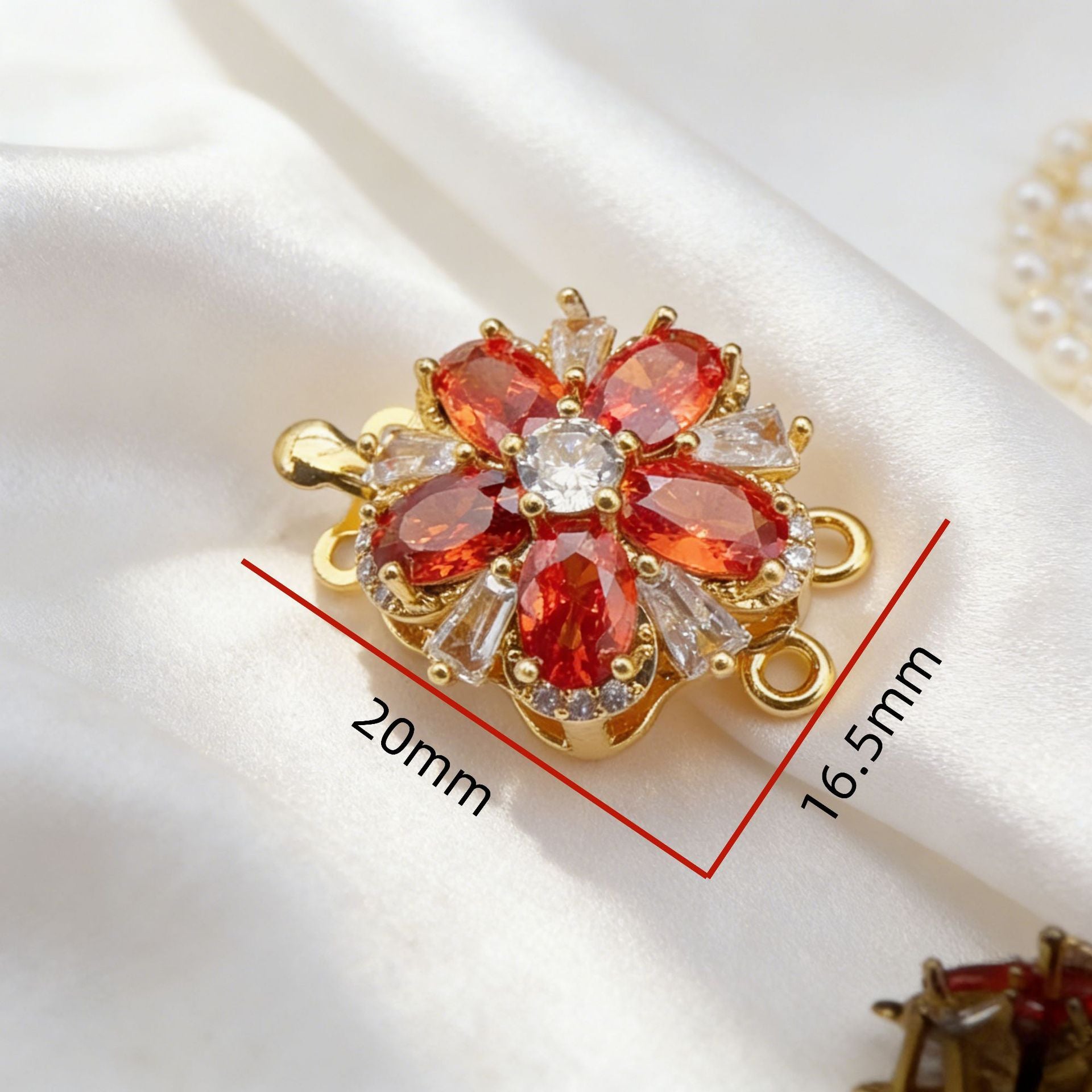 Stamen CZ Flower Double-Row Pin Clasp