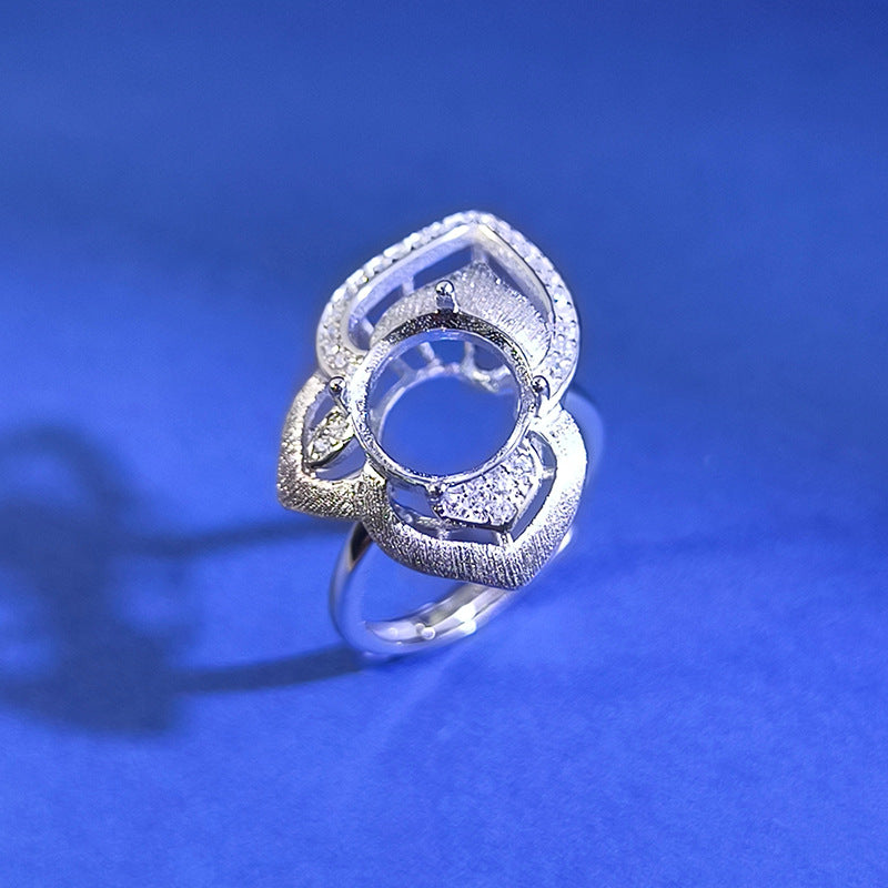 925 Sterling Silver Ring Mount for 10mm Round Gemstone, Brushed Finish