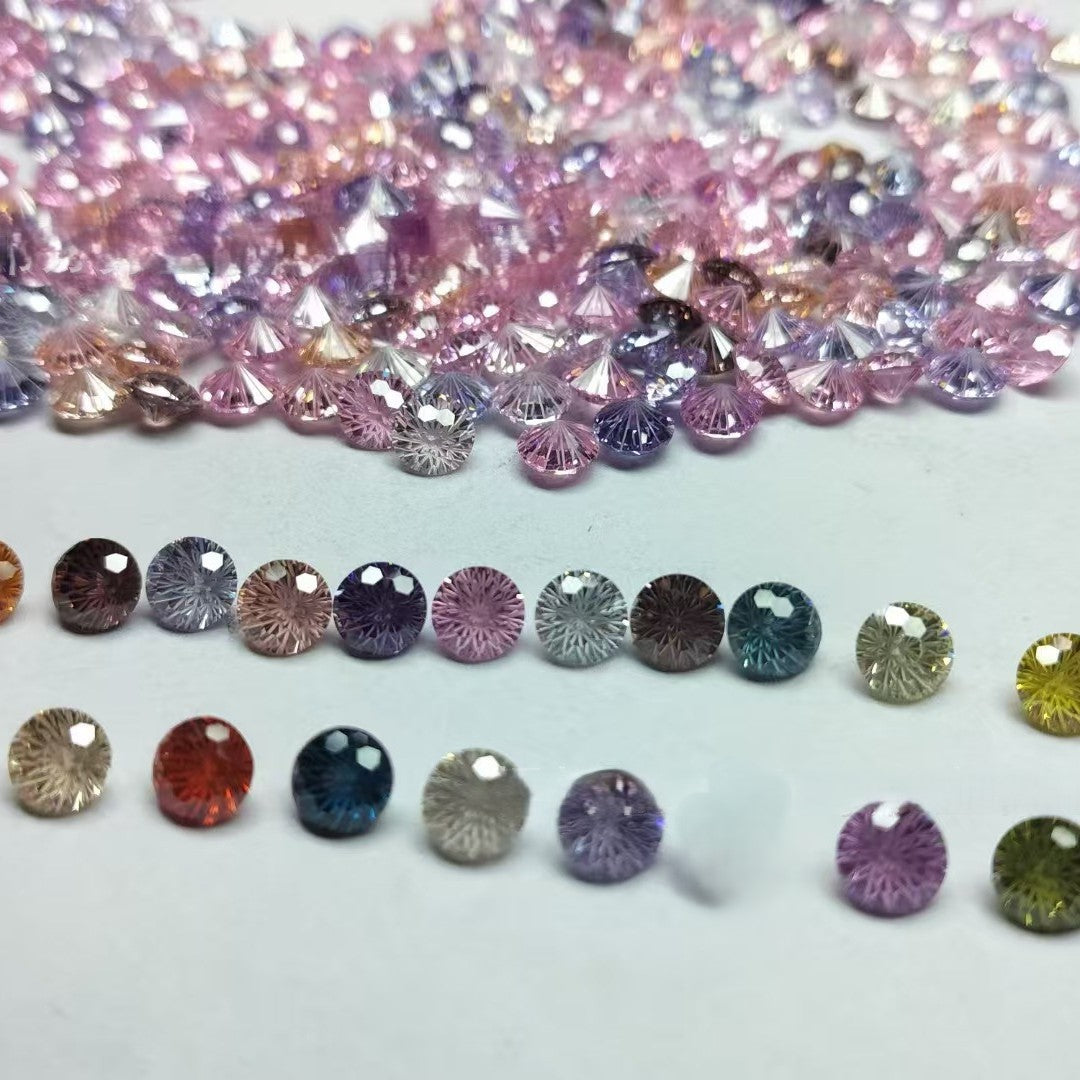 5A 5-10mm Round Firework Cut Loose CZ Stone - 2pcs