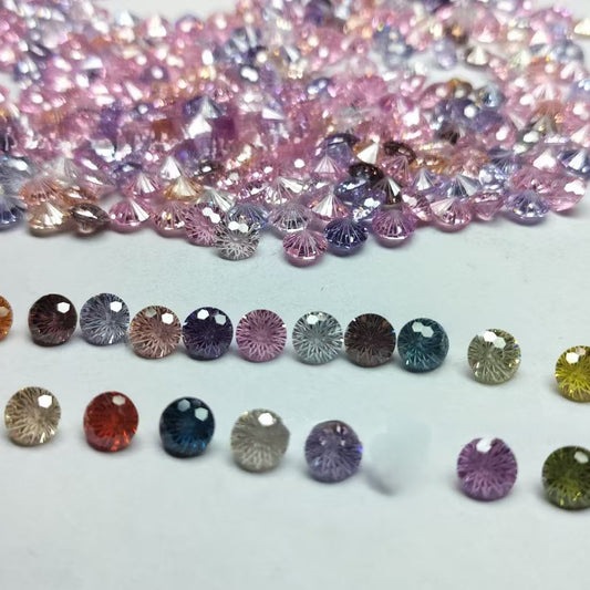 5A 5-10mm Round Firework Cut Loose CZ Stone - 2pcs