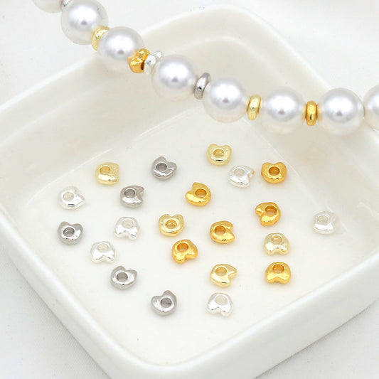 (100pcs)4mm Irregular Nugget & Silver-Tone Spacer Beads / Spacers