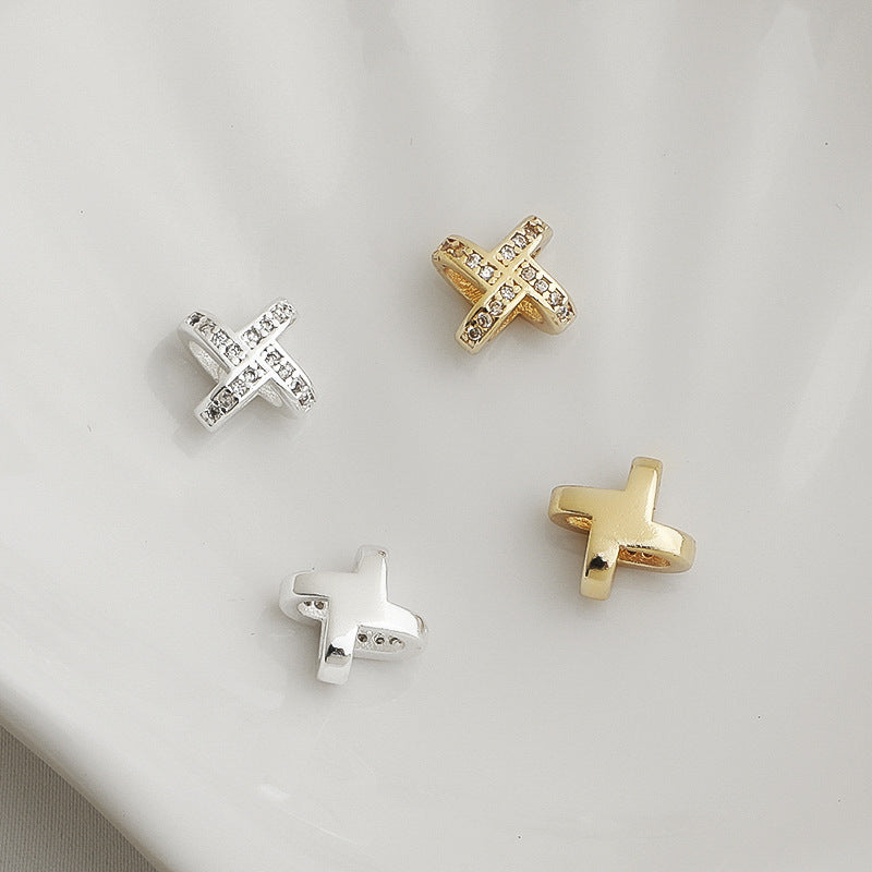 (10pcs)8x10mm CZ Cross Windmill Spacer Beads