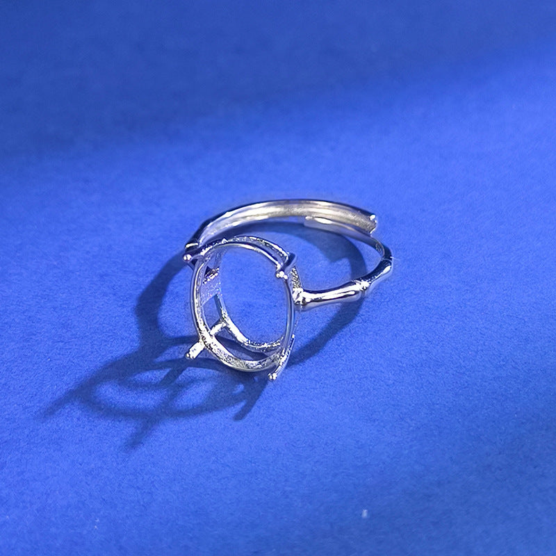 925 Sterling Silver Ring Mount for 10x14mm Oval Crystal/Jade, New Style DIY