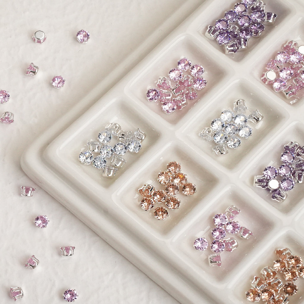 (100pcs)3MM Round Prong-Set CZ