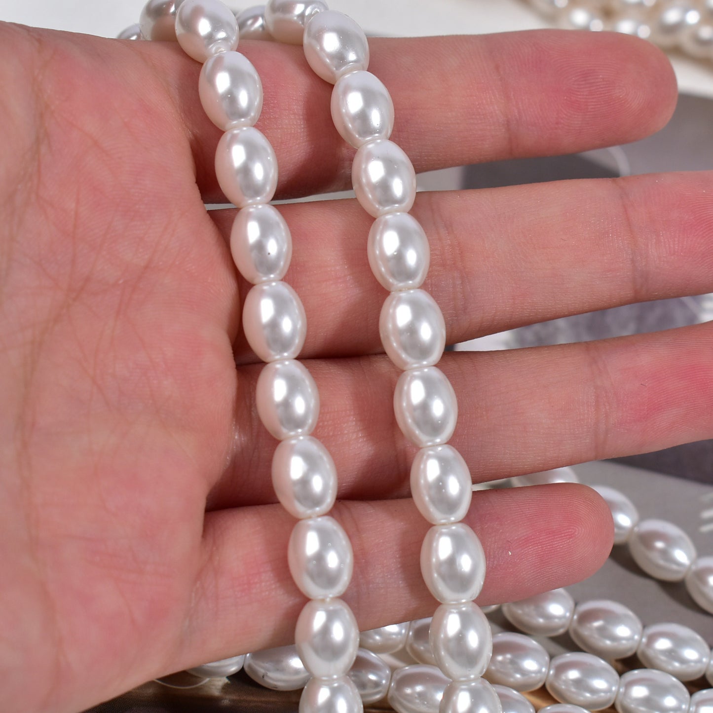 Crystal Oval Pearls, Full-Drilled Beads