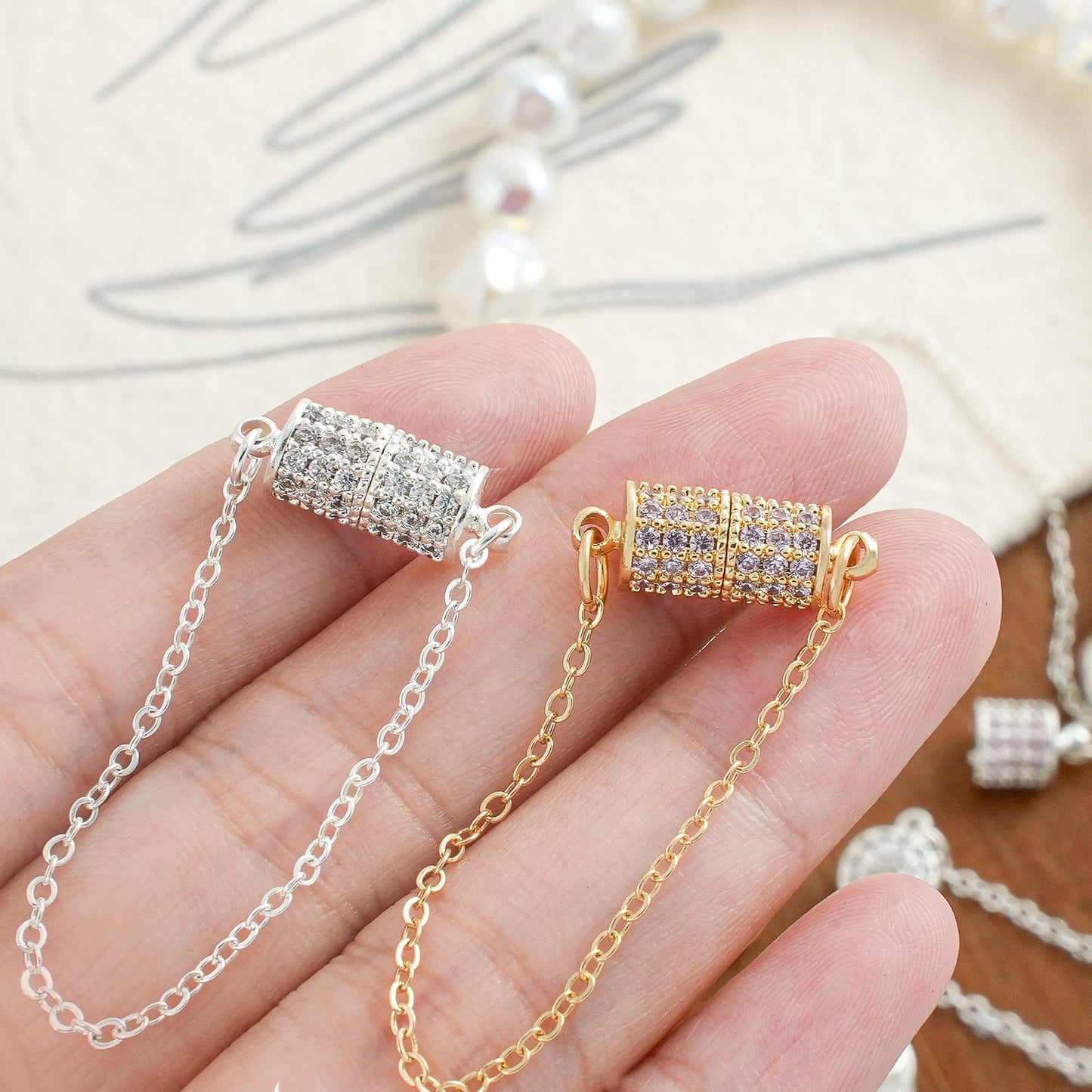 Full Diamond Cylinder Magnetic Clasp