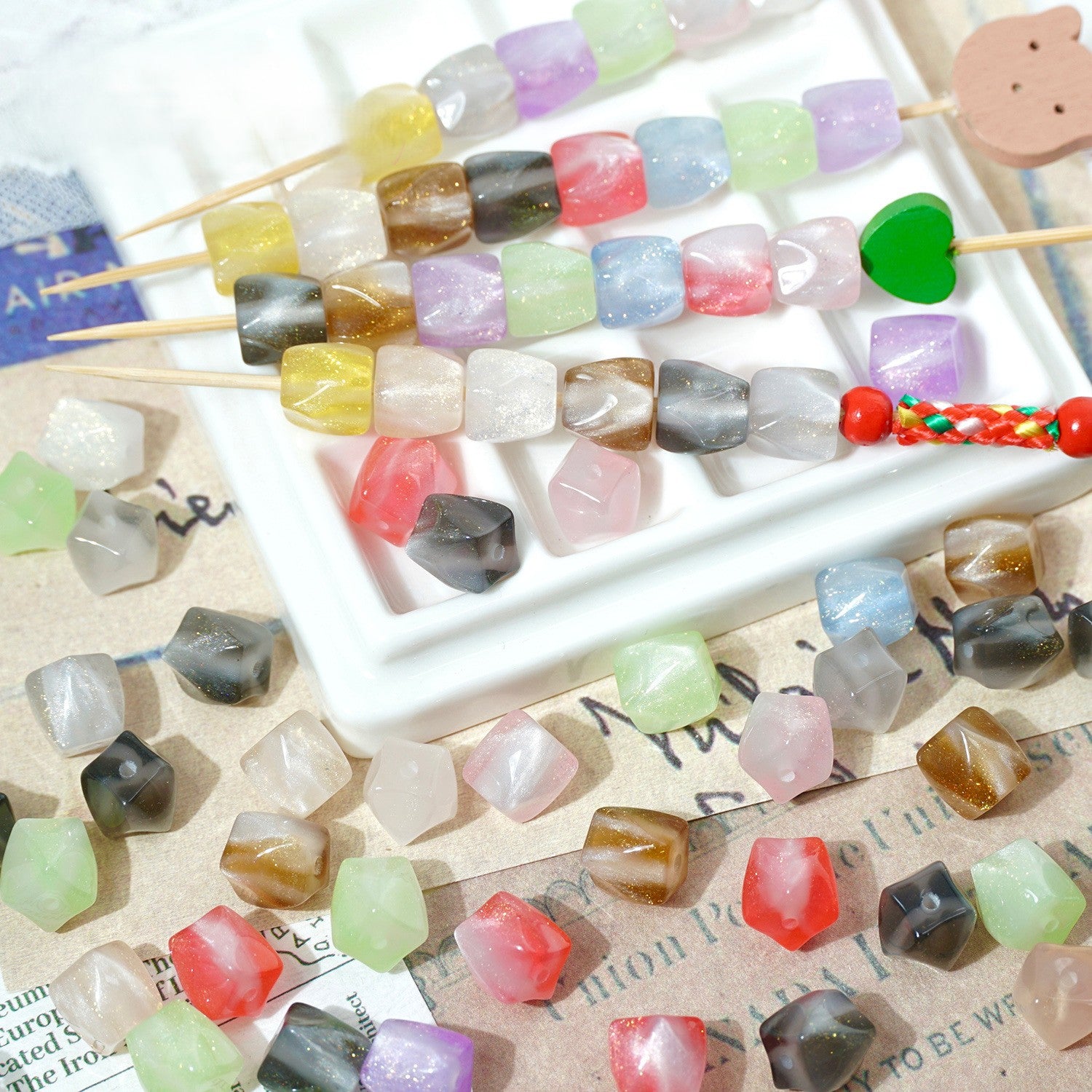 (50pcs)10mm Color Changing Resin Octagonal Pearlescent Thermal Beads