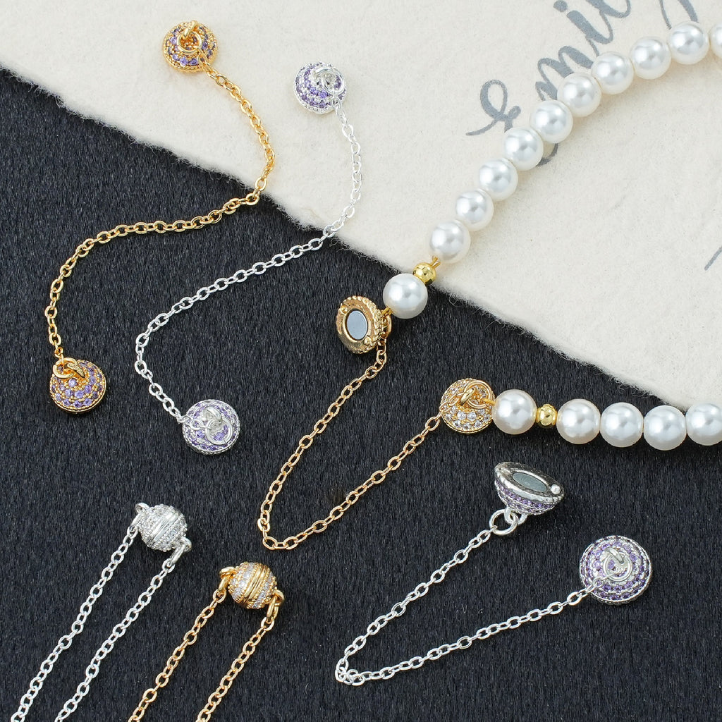 Crystal Ball Magnetic Clasp with Extension Chain