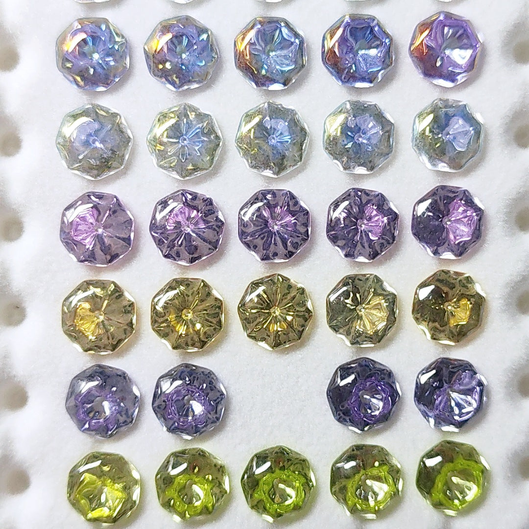5A 6-8mm Octagonal Coated "Water Baby" Loose CZ Stone - 2pcs