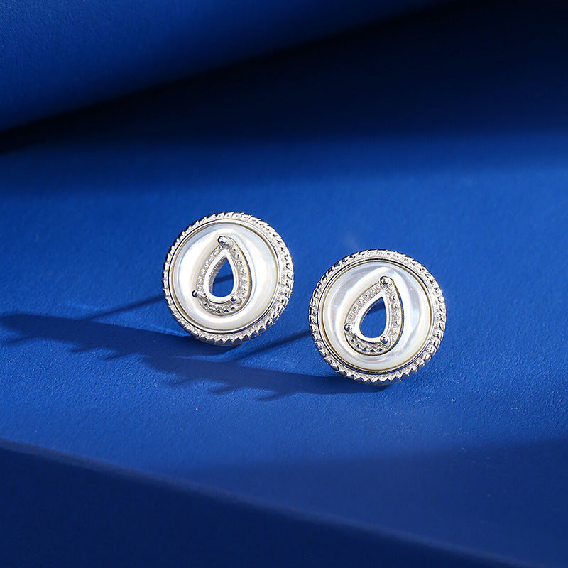 925 Sterling Silver Earring Mount for 3x5mm Pear Natural Stone, Five-Petal Shell Design DIY