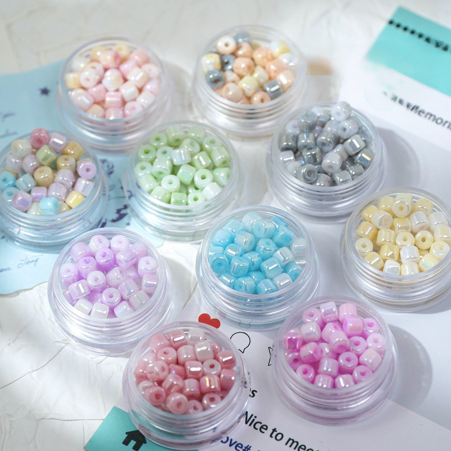 (100pcs)4mm Crystal Porcelain Effect Glass Barrel Beads