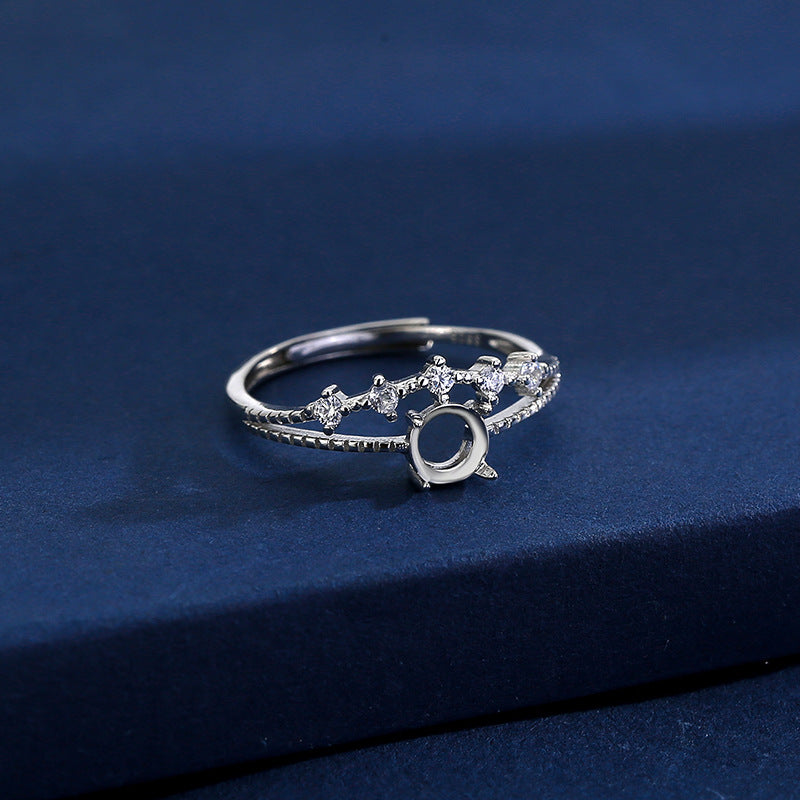 925 Sterling Silver Ring Mount for 5mm Round Gemstone, Bow Design Luxury DIY