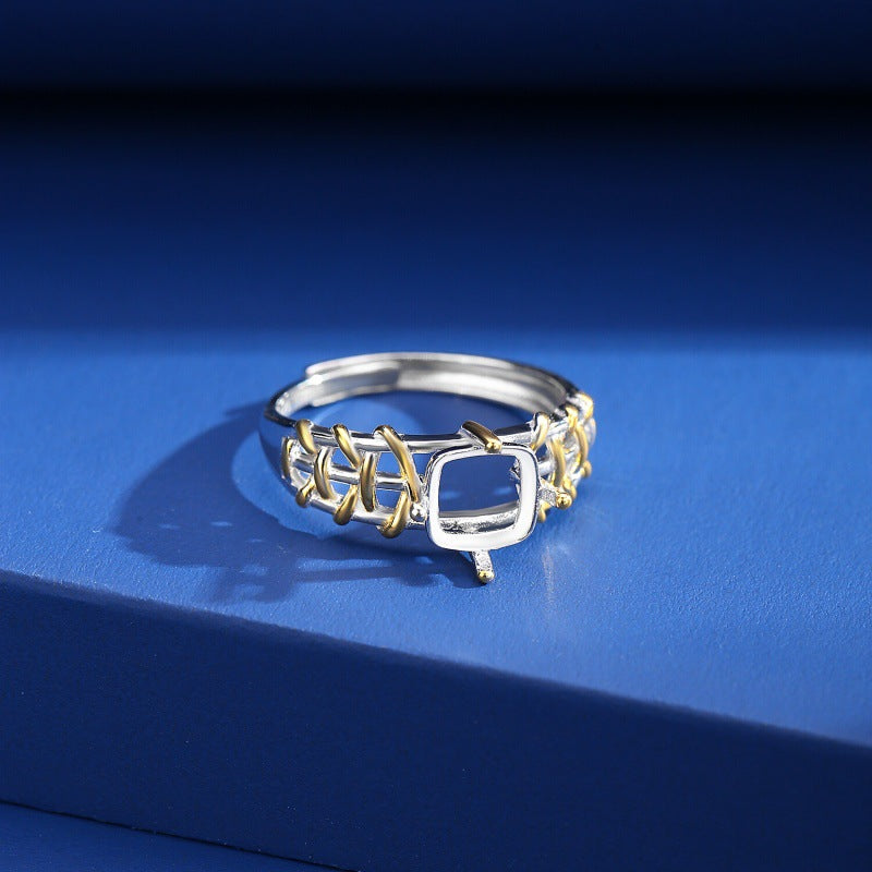 925 Sterling Silver Ring Mount for 7mm Square Gemstone