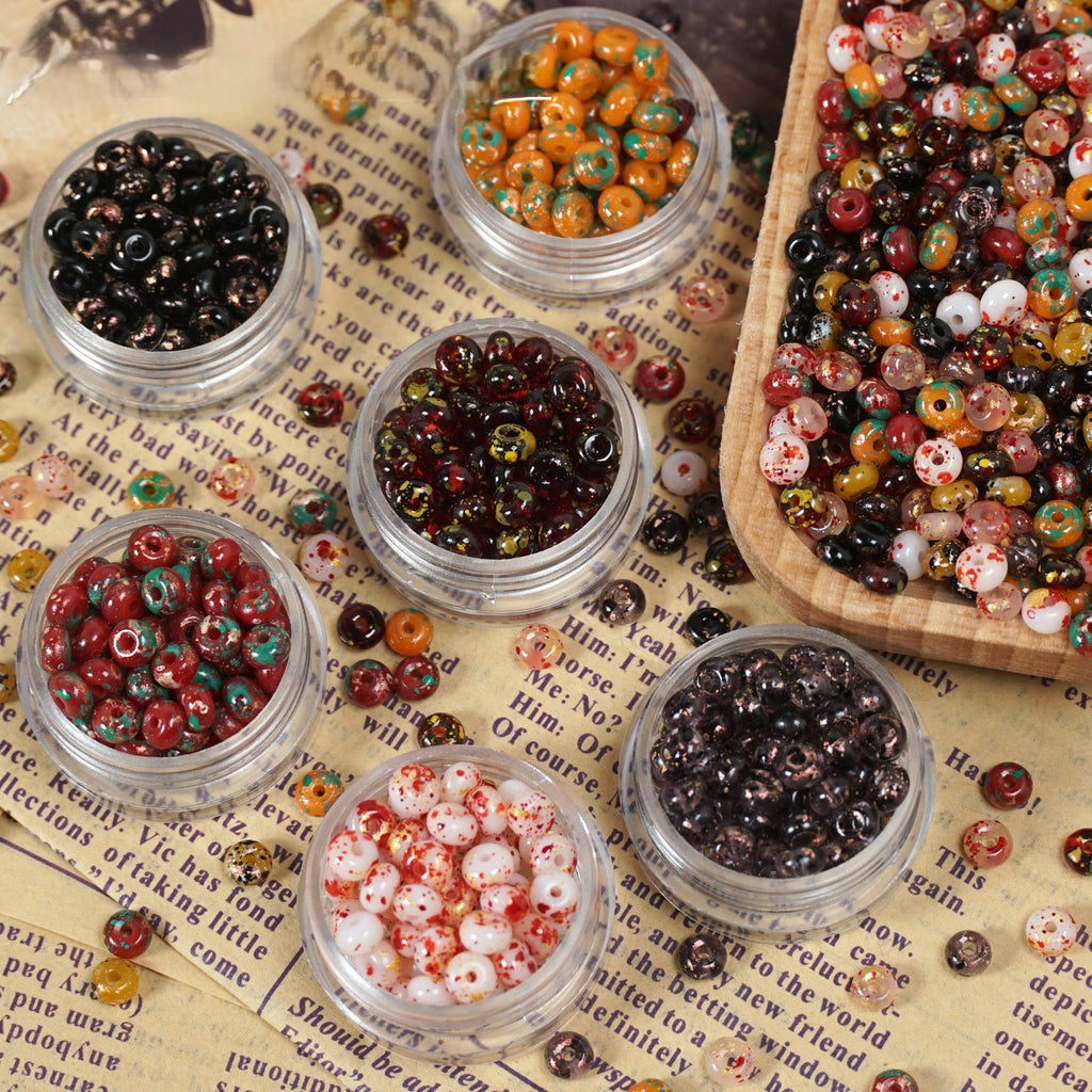 (10g)2x4mm Picasso Abacus Beads ¨C Vintage Glass Seed Beads