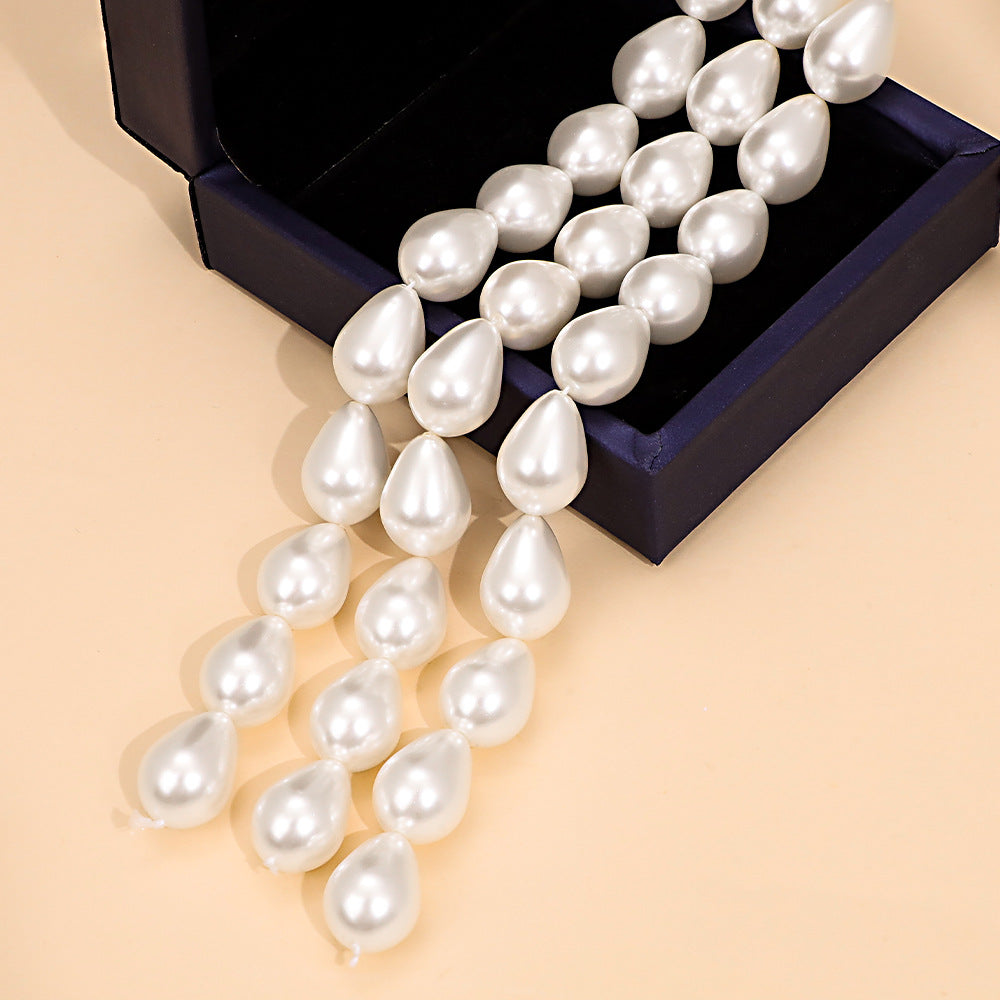 (20pcs)High-Luster Oval Imitation Pearl Drop Bead - Creamy White