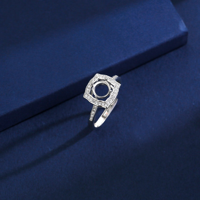 925 Sterling Silver Ring Mount for 6mm Round Gemstone, Fashion Minimalist DIY