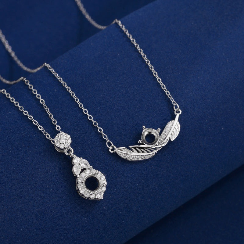 925 Sterling Silver Pendant Mount for 5mm Round Gemstone, Minimalist Luxury DIY Collarbone Chain